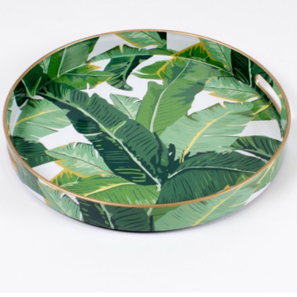 8 Oak Round Tray in Botanical